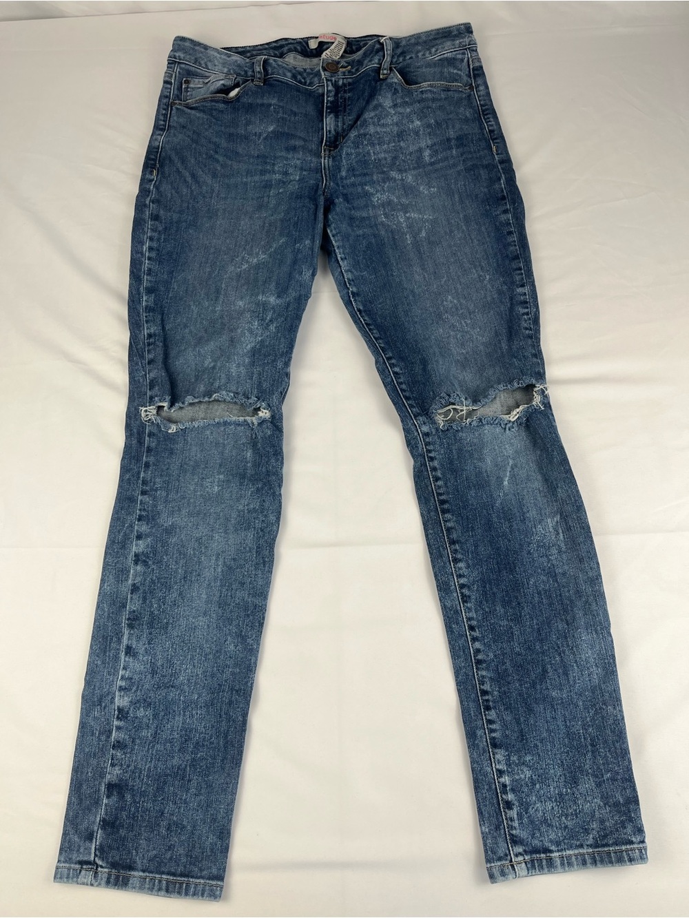 Refuge Womens Skinny Jeans Size 14 Blue Distressed Ripped Stretch Denim